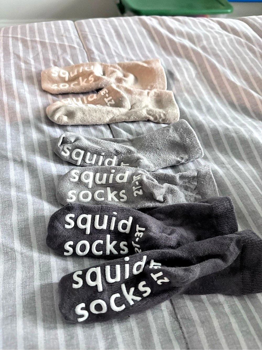 Squid Socks Toddler Grip Socks 3-Pack Bundle 2T Black & Gray Set